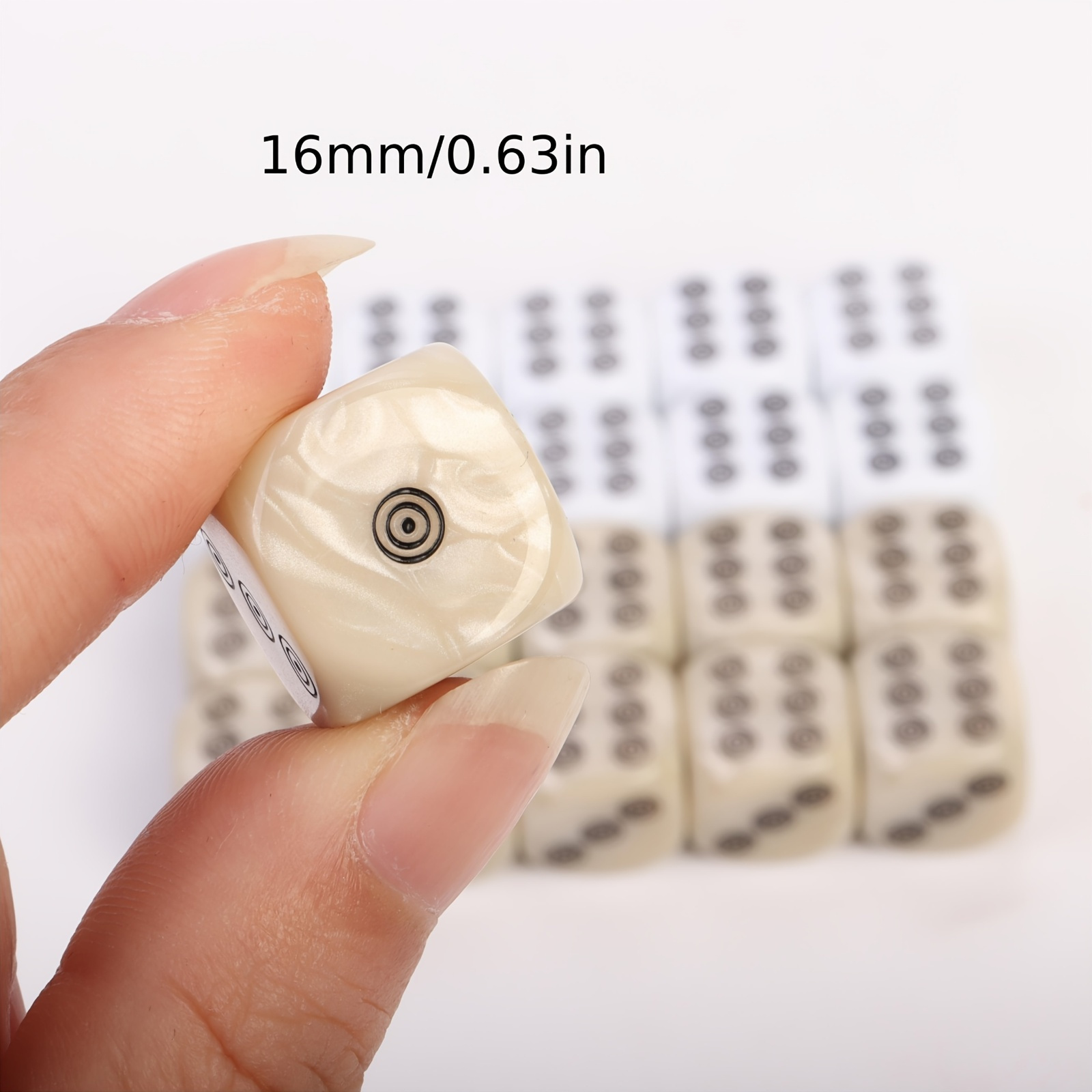 10pcs White Acrylic Dice Set with Large Dot Pattern